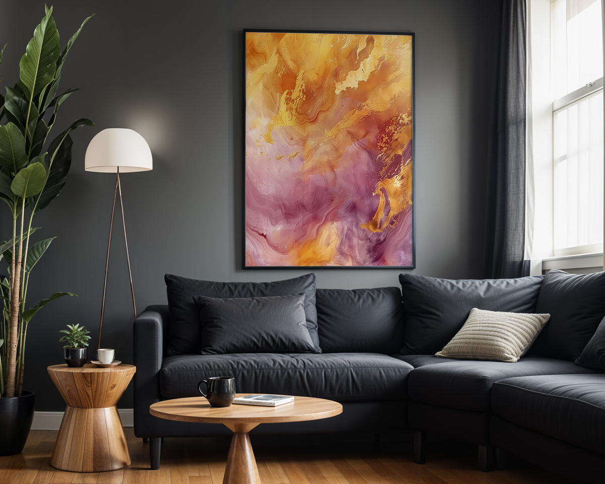 Pink Gold Sunset Burst - Alt Wall View