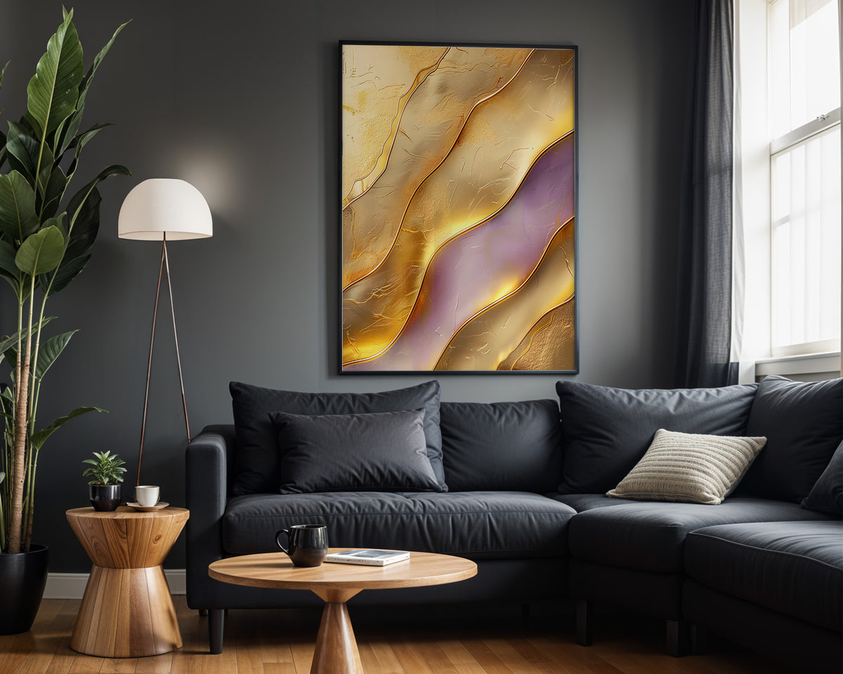 Gold Lavender Wave Bands - Alt Wall View