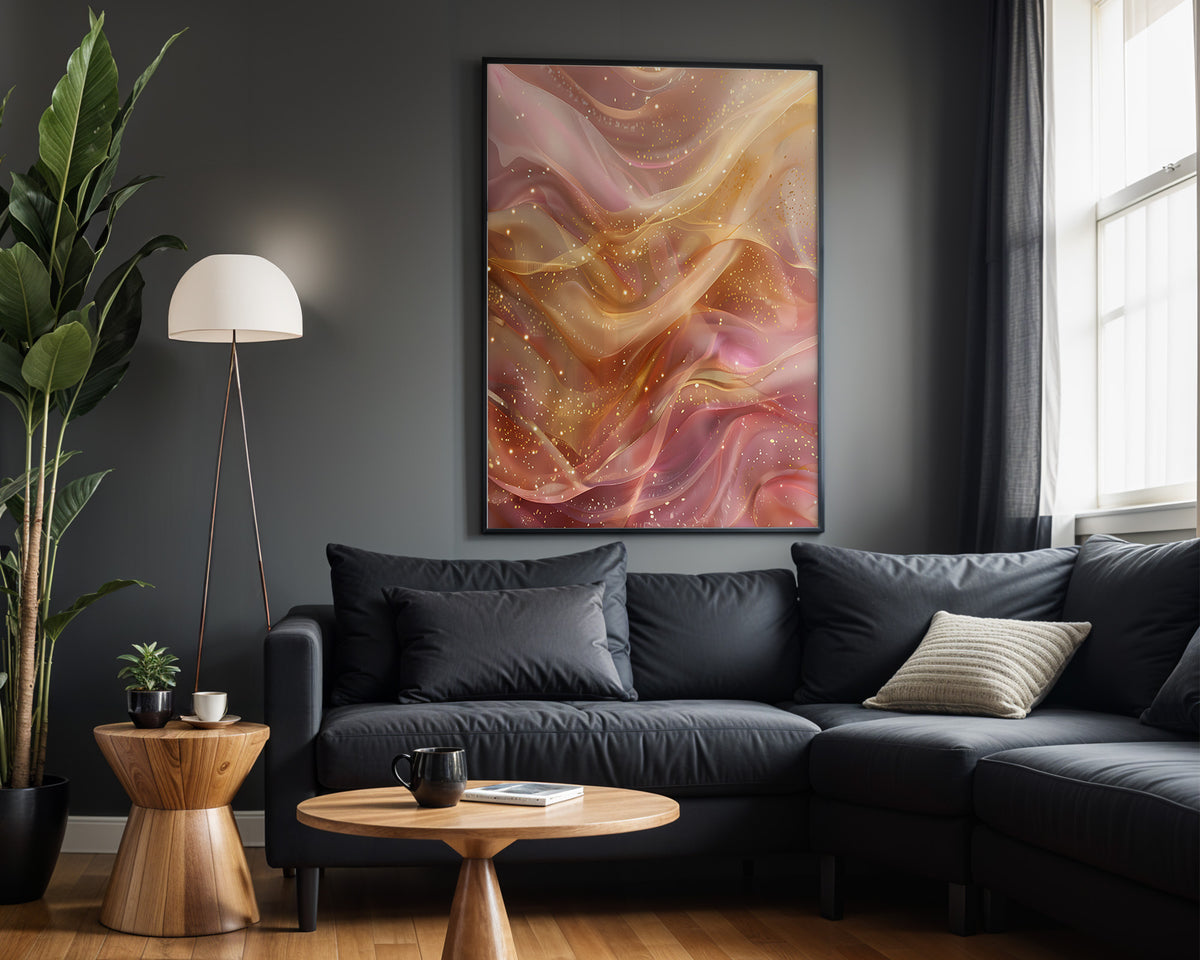 Pink Rose Gold Glitter Silk - Alt Wall View