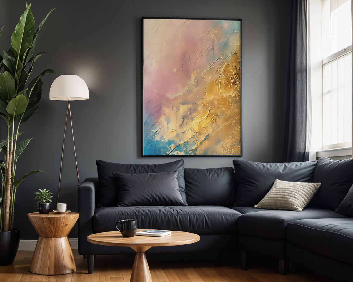 Pink Yellow Teal Gold Patina - Alt Wall View