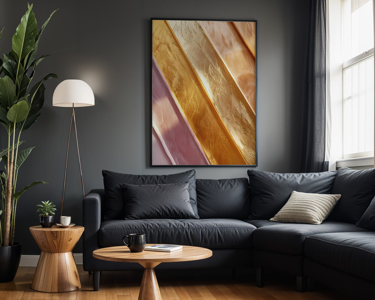 Pink Gold Diagonal Bands - Alt Wall View