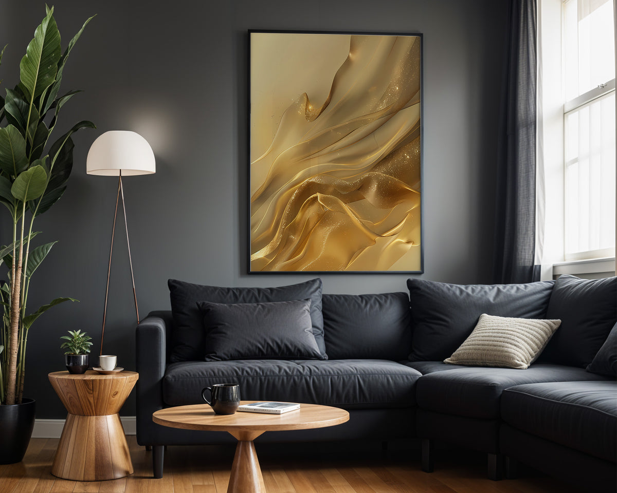 Pure Gold Silk Folds - Alt Wall View