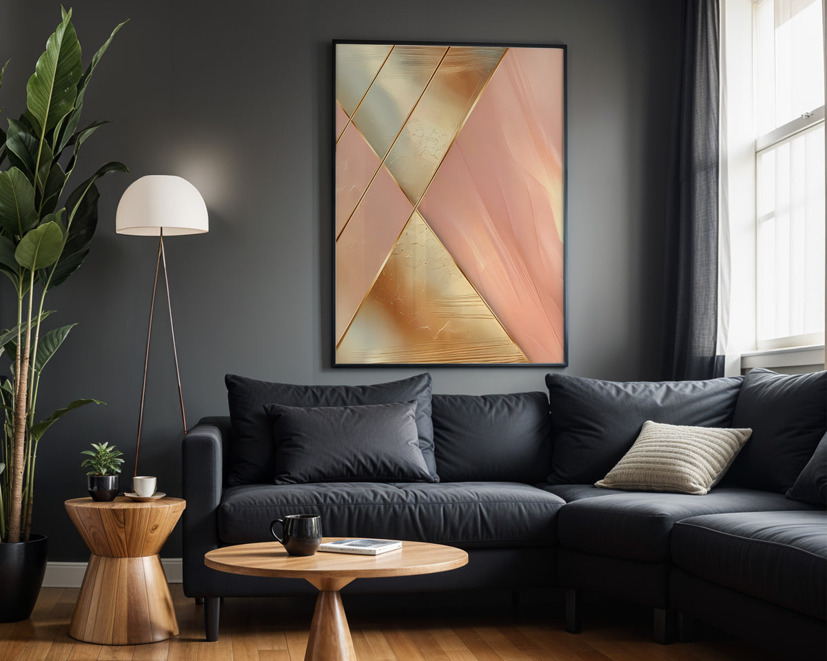 Peach Champagne Geometric Triangles - Alt Wall View