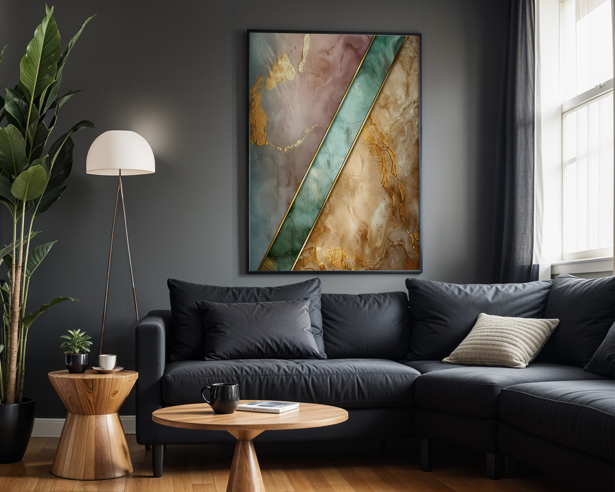 Pink Sage Mustard Gold Triangle - Alt Wall View