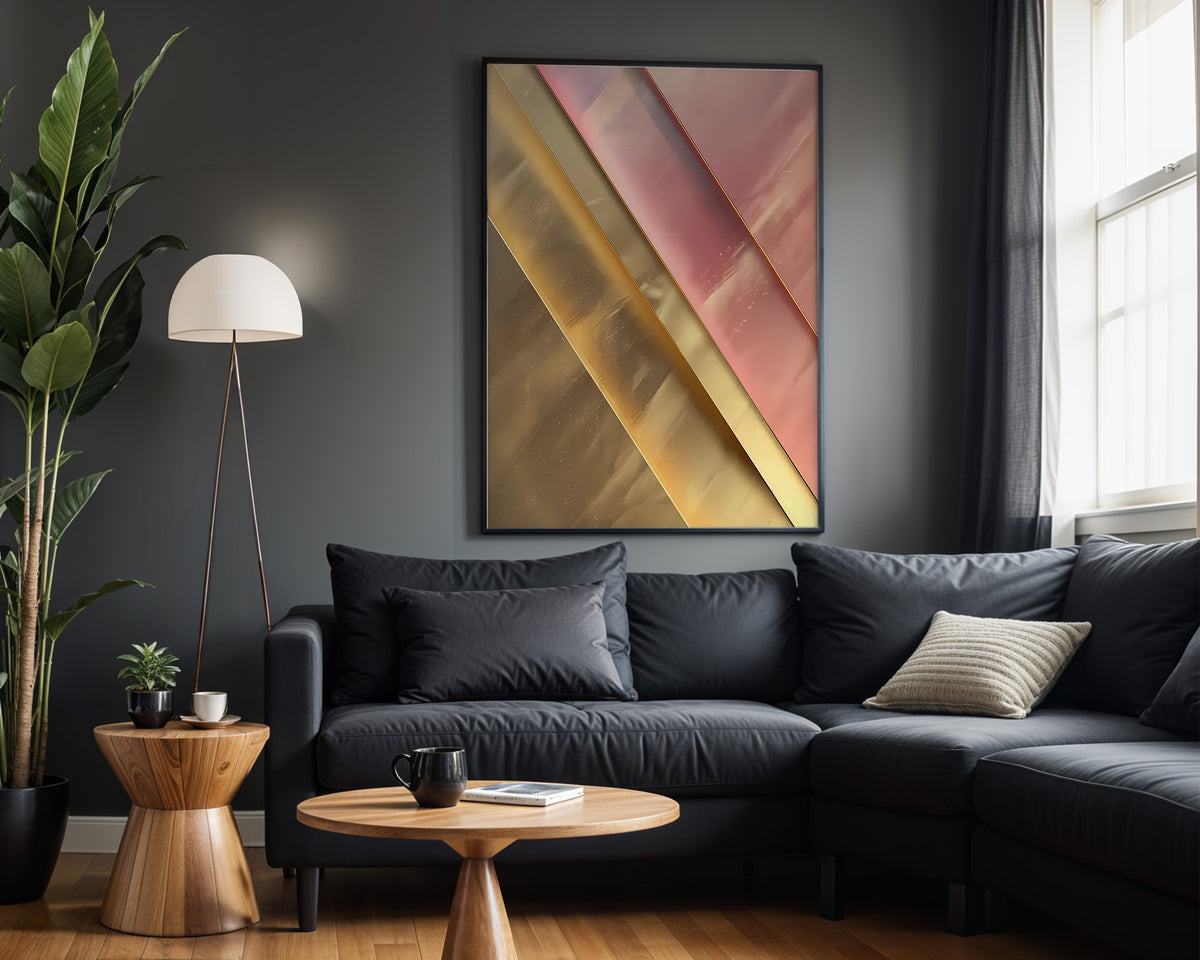 Pink Gold Diagonal Bands II - Alt Wall View