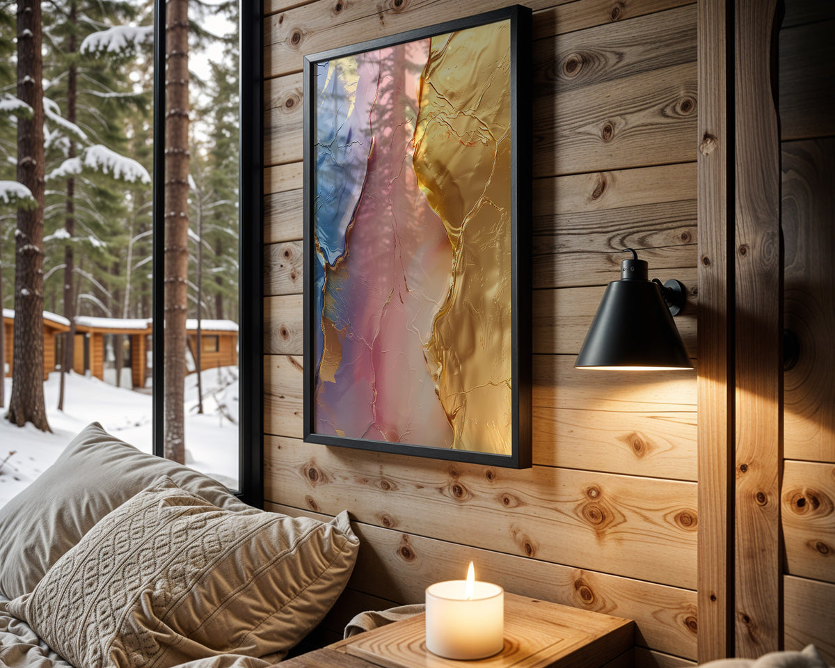 Blue Pink Gold Marble - Wall View