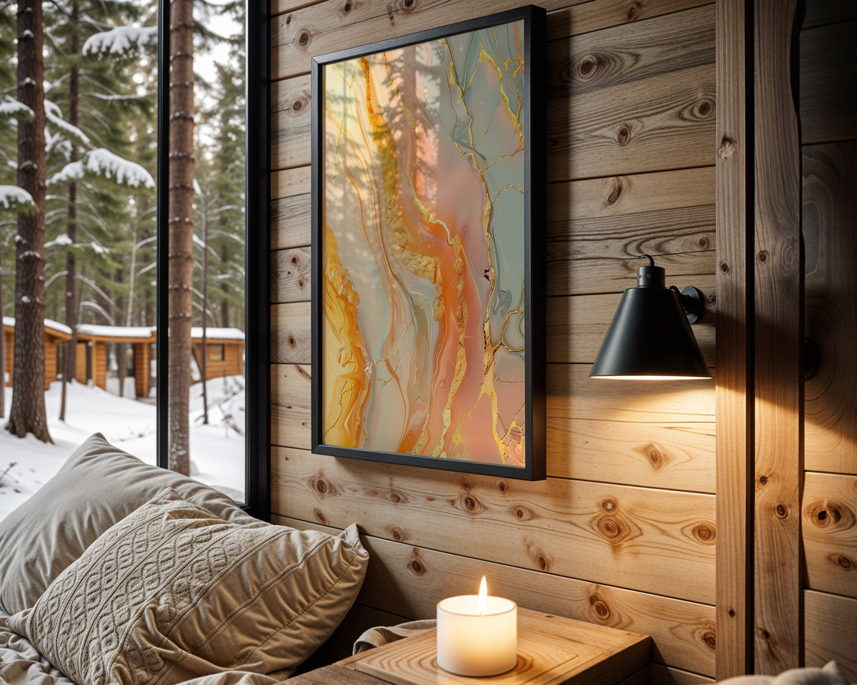 Peach Mint Gold Flow - Wall View