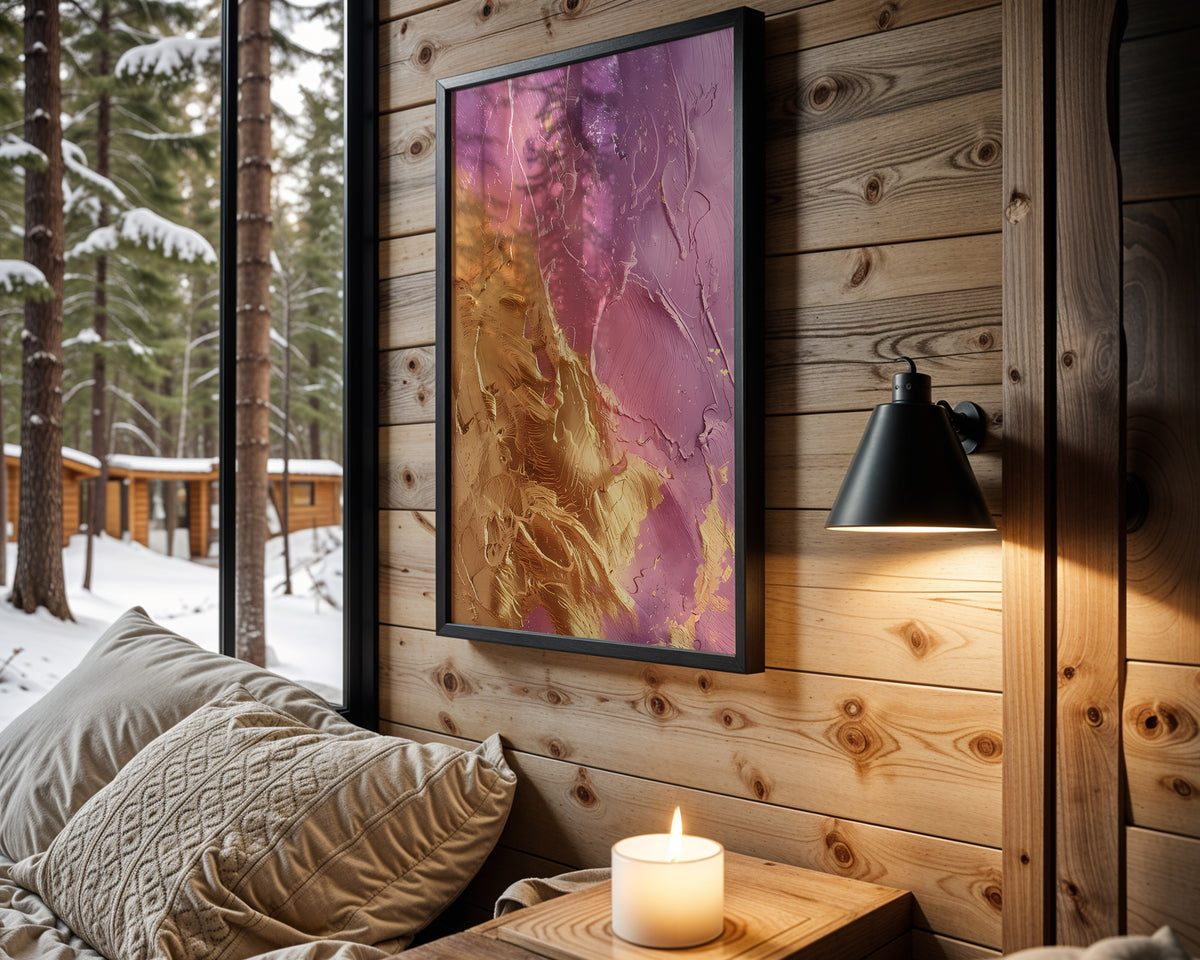 Purple Gold Brushstroke Marble - Wall View
