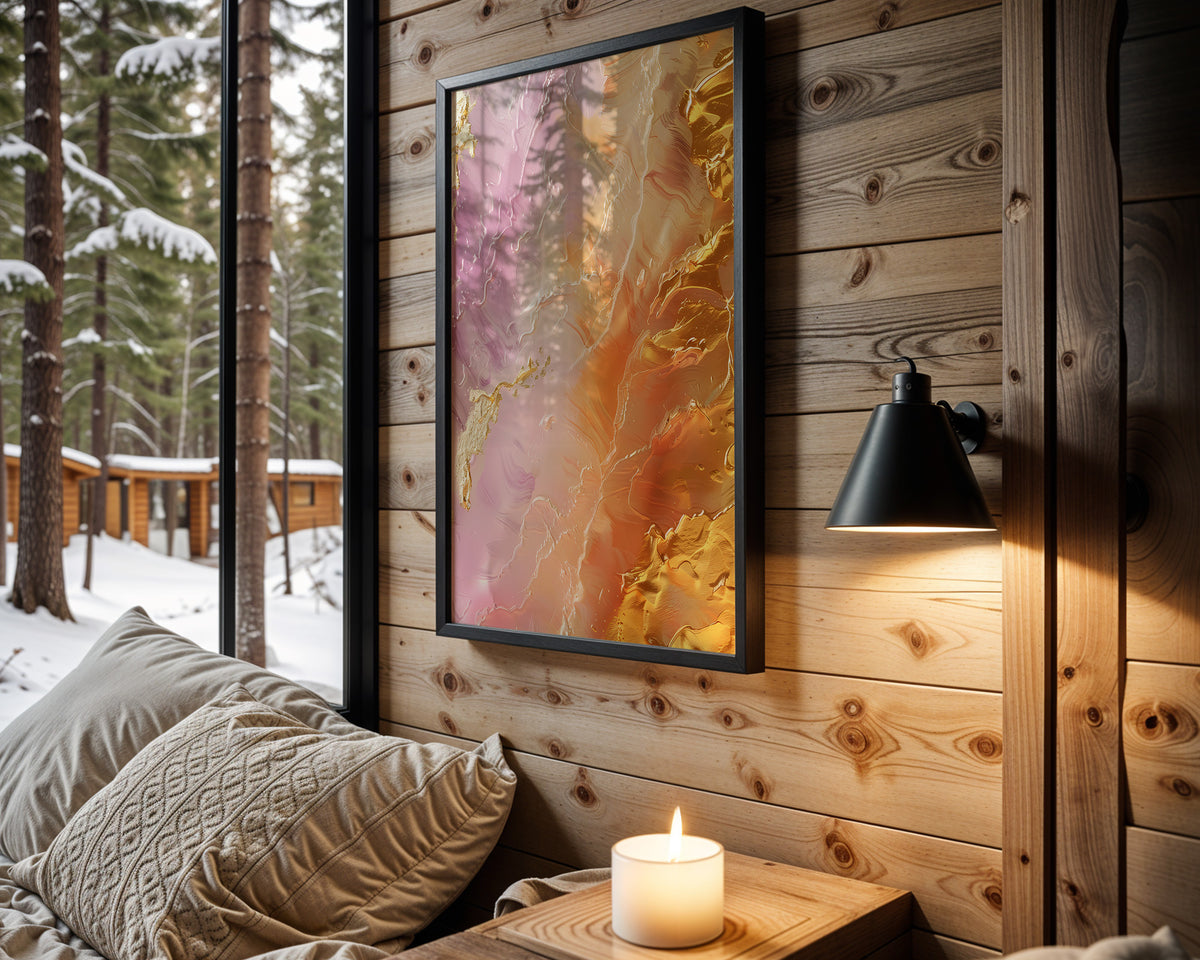 Pink Gold Sunset Crackle - Wall View