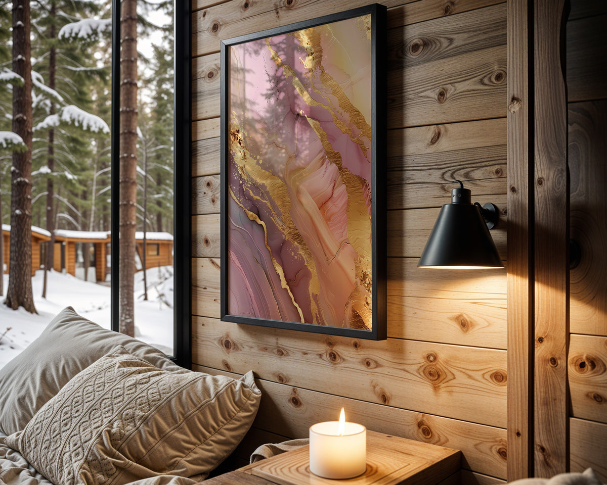 Pink Gold Marble Stripes - Wall View