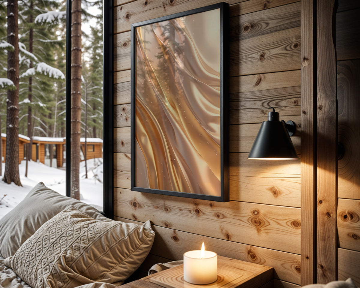 Bronze Gold Silk Drape - Wall View