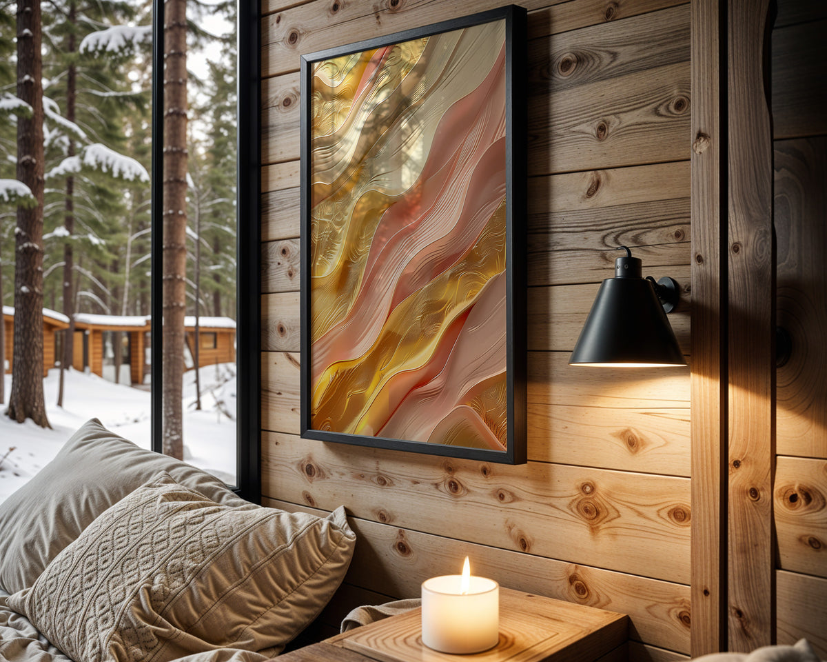 Coral Gold Mountain Layers - Wall View