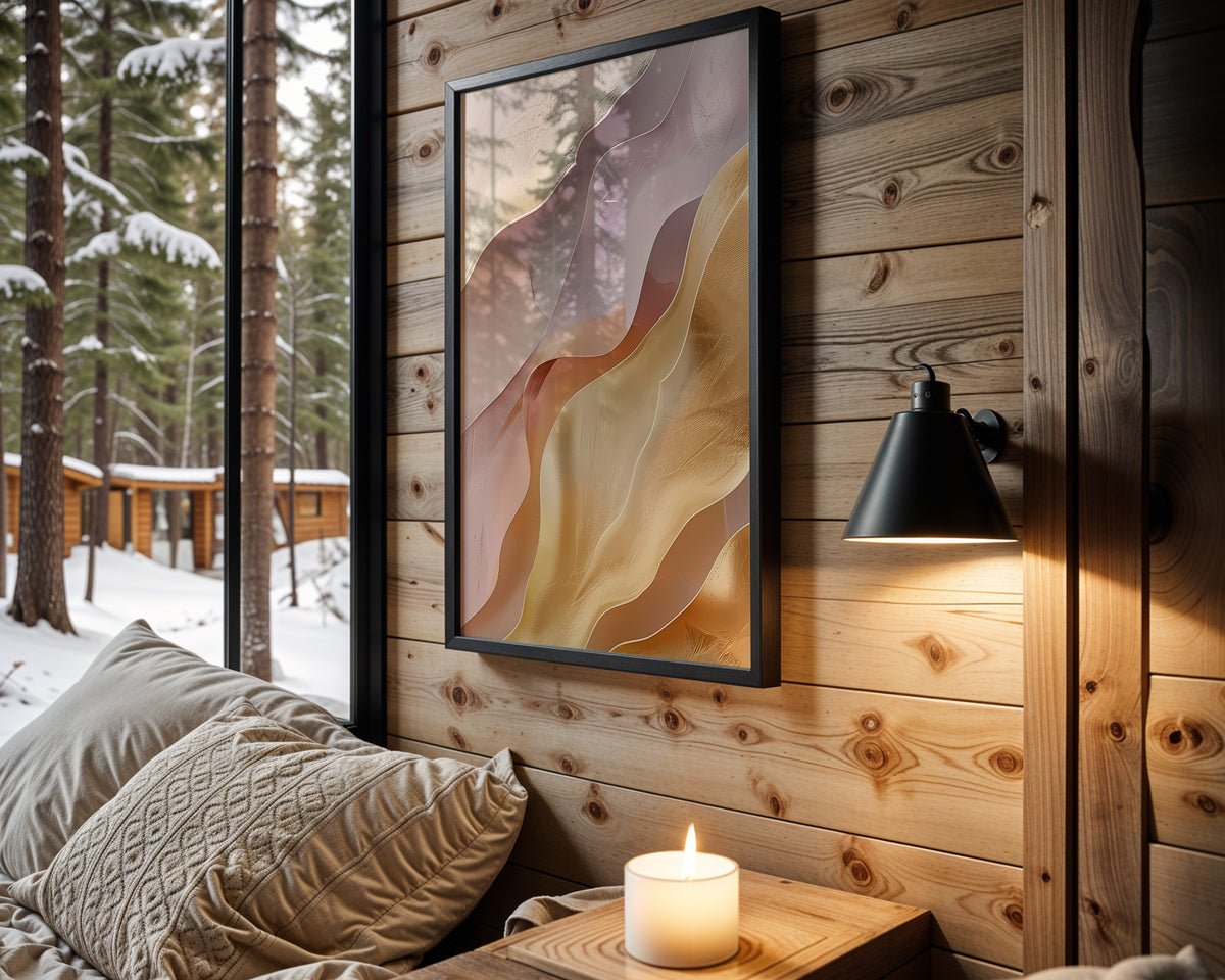 Lavender Pink Gold Wave Folds - Wall View