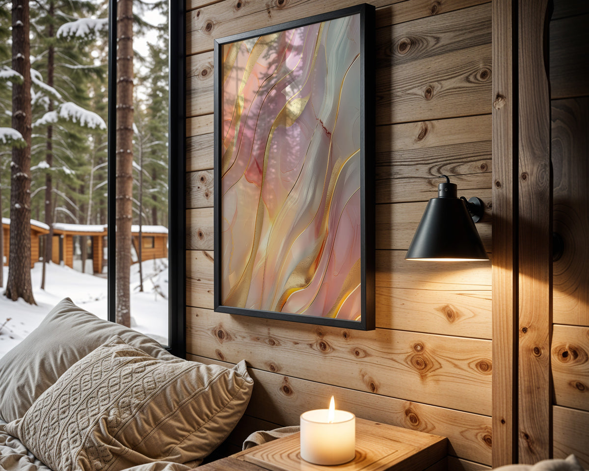 Pink Gold Pastel Marble Wave - Wall View