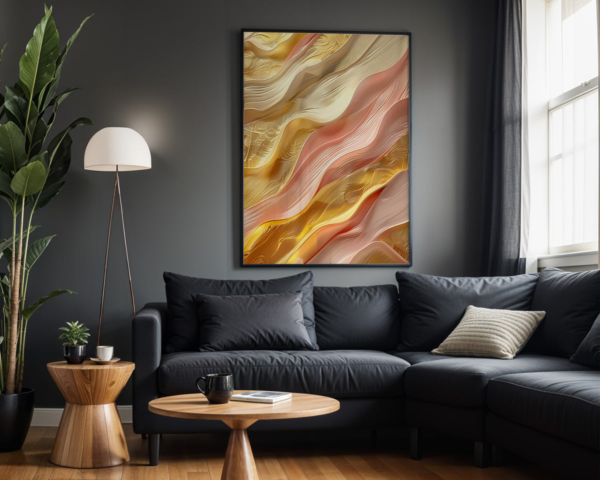 Coral Gold Mountain Layers - Alt Wall View