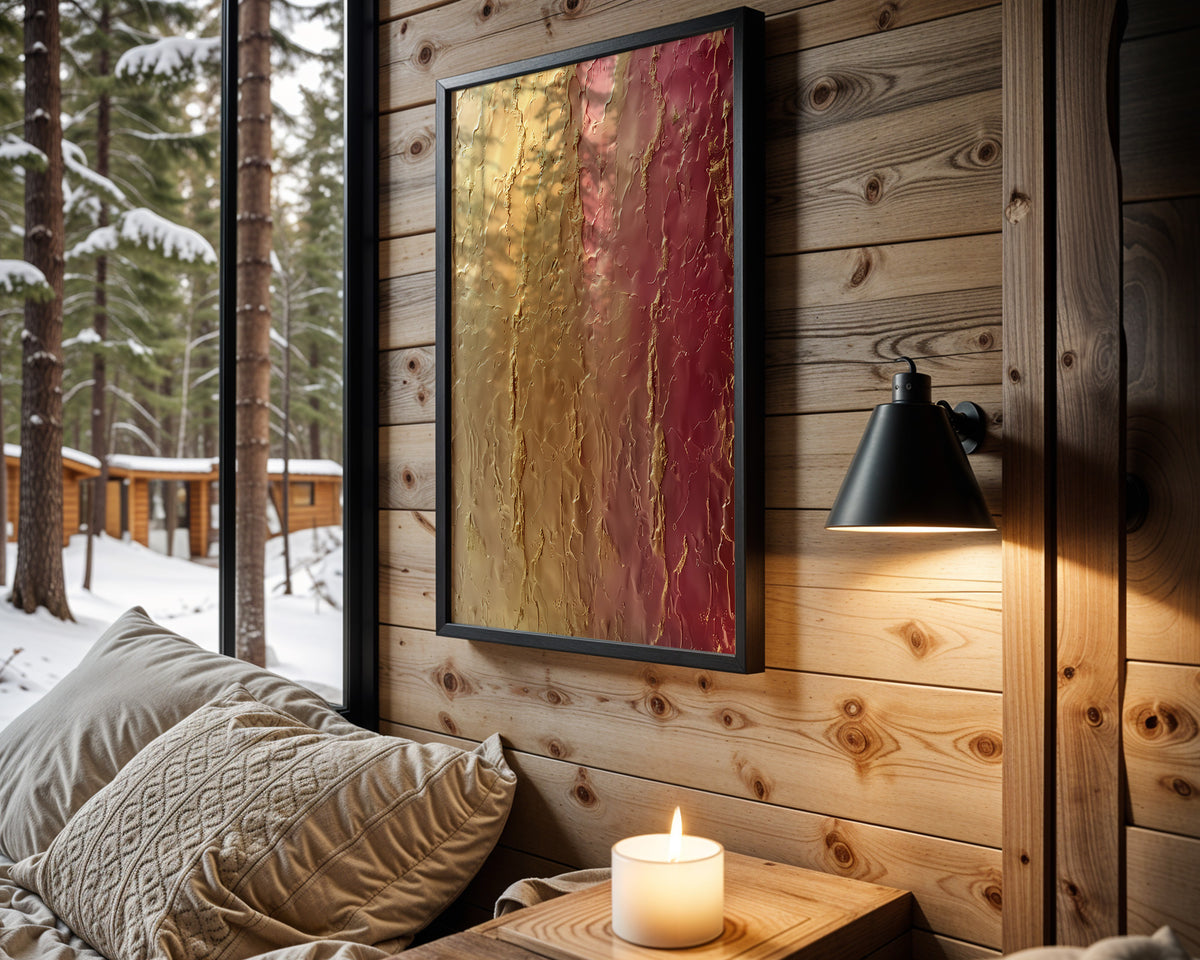 Mustard Red Gold Crinkle - Wall View