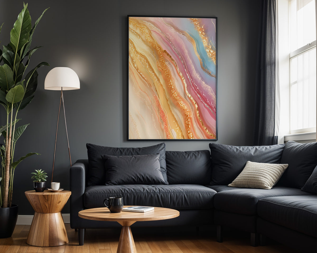 Pink Gold Glitter Wave - Alt Wall View
