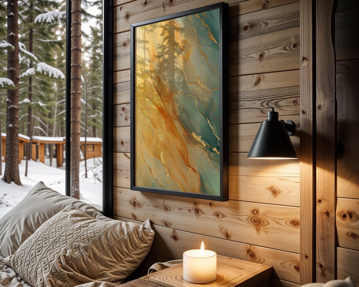 Marigold Teal Gold Wave - Wall View