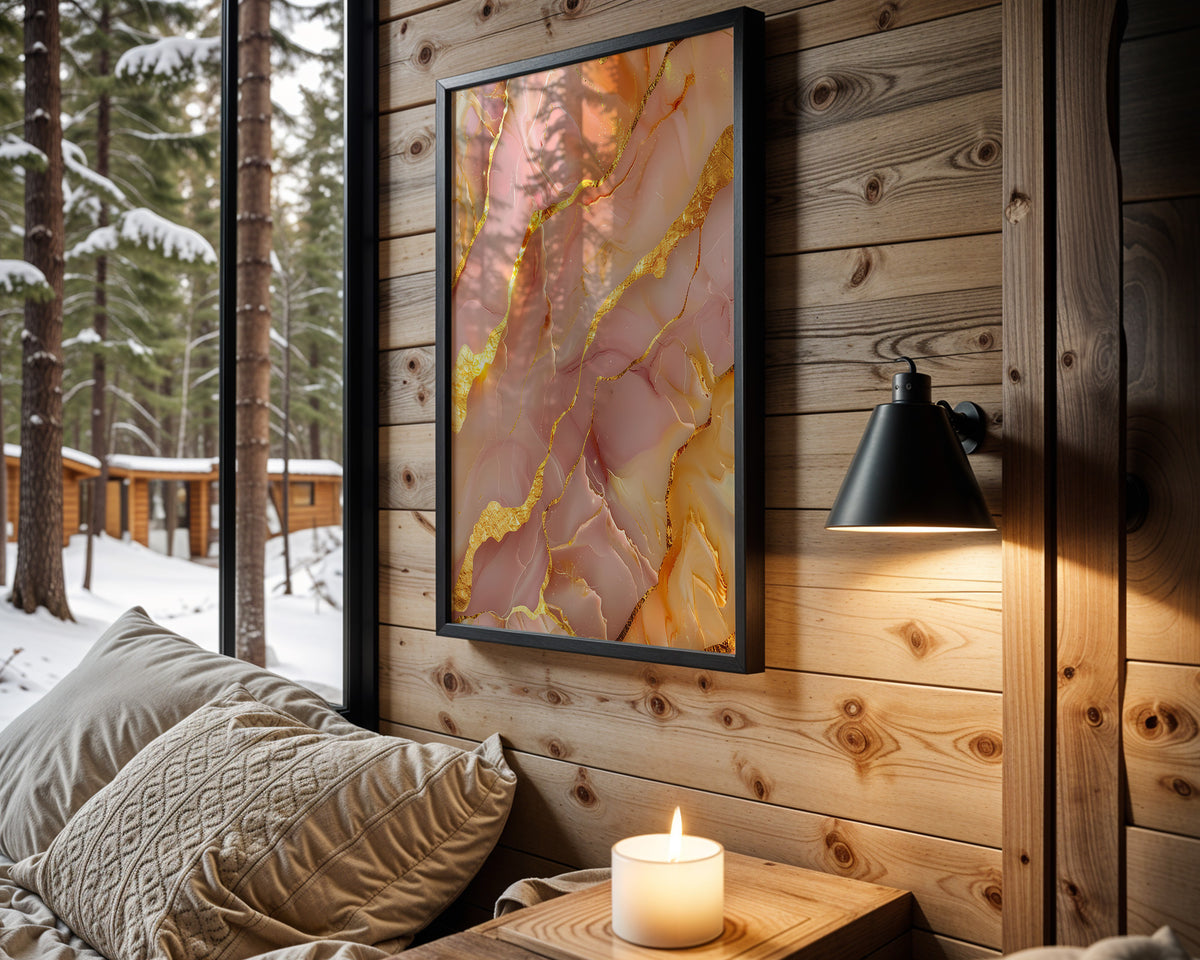 Pink Marble Gold Veins - Wall View