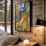 Blue Gold Silk Drape - Wall View
