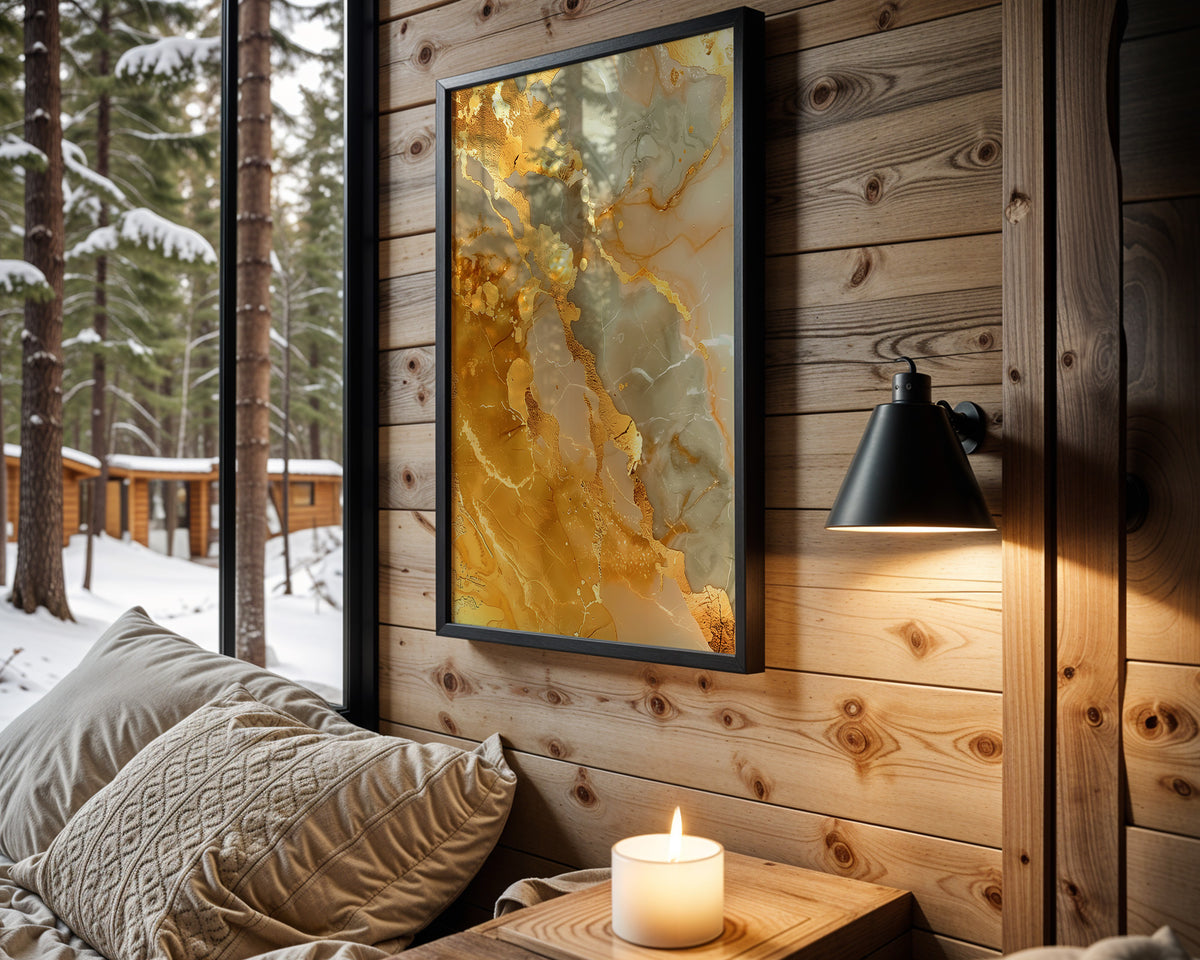 Mustard Sage Gold Marble - Wall View