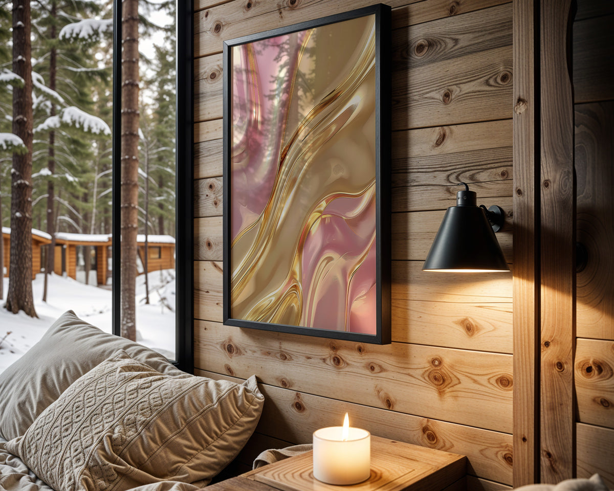 Pink Gold Liquid Swirl - Wall View
