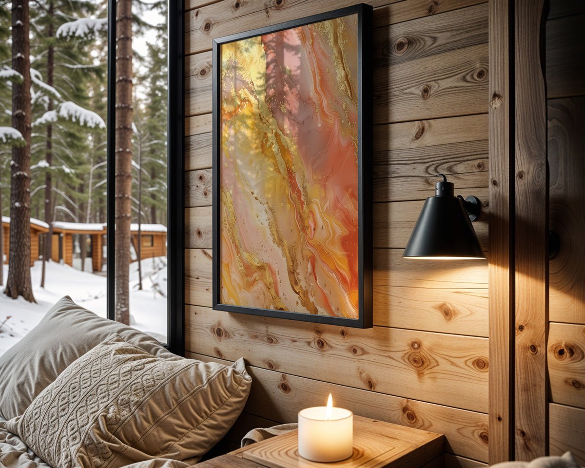 Sunset Orange Gold Marble - Wall View