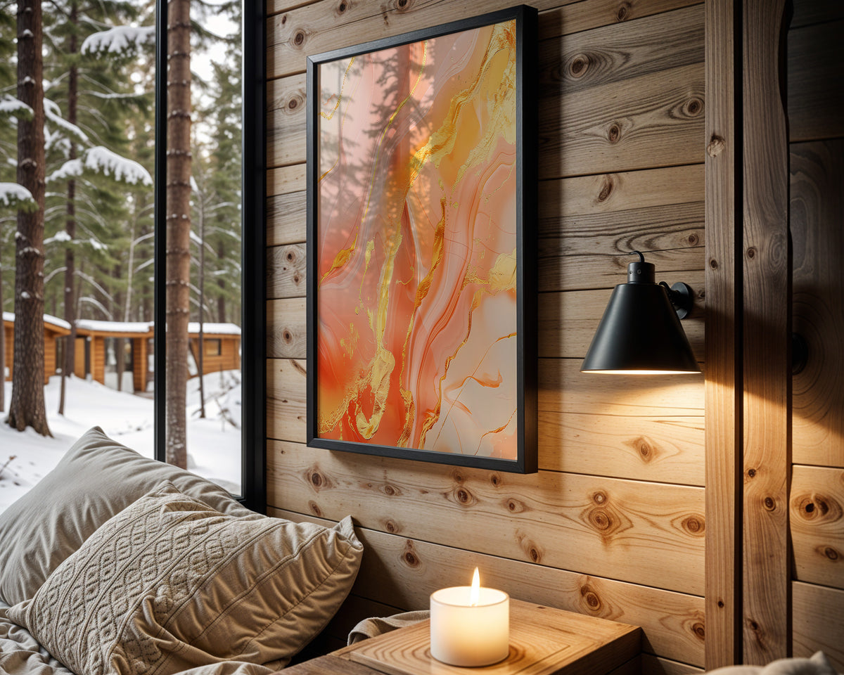 Coral Orange Gold Flow - Wall View