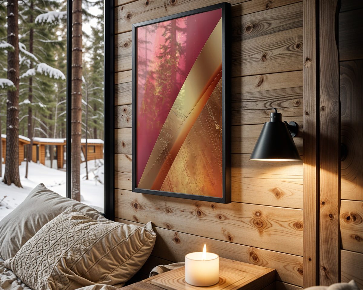 Pink Gold Geometric Curve - Wall View