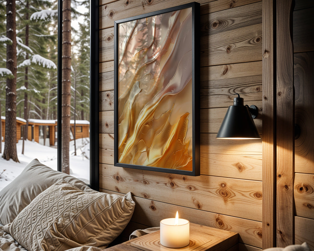 Cream Gold Silk Folds - Wall View