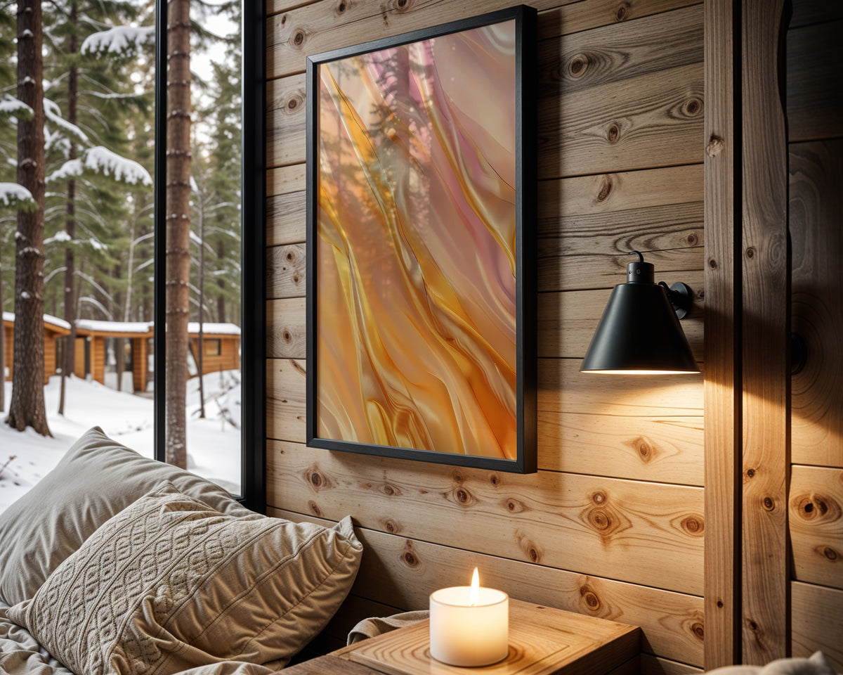 Apricot Pink Gold Silk - Wall View
