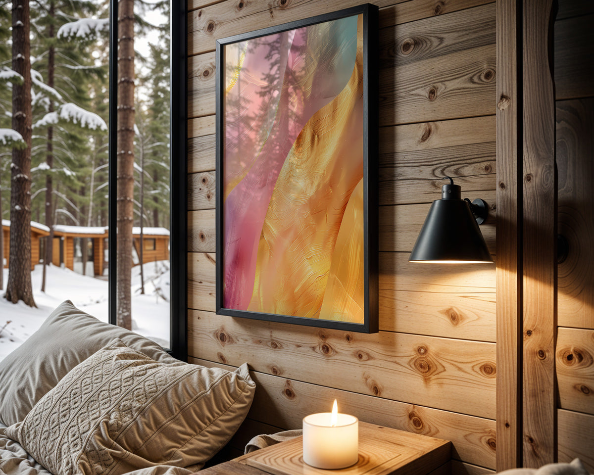 Pink Orange Brushstroke Gold - Wall View