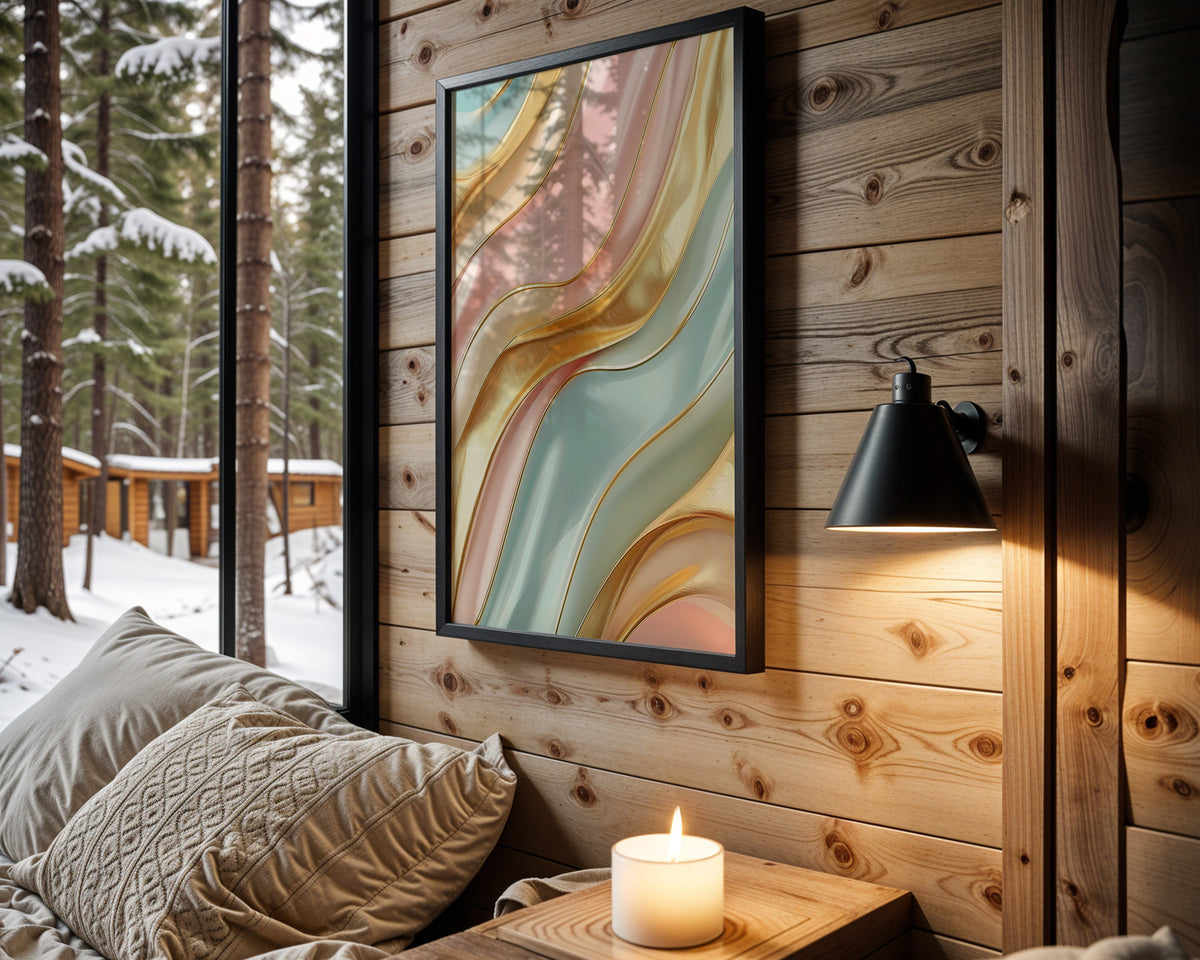 Pastel Rainbow Gold Wave - Wall View