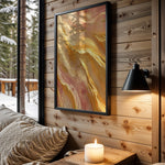 Pink Orange Gold Drip Marble - Wall View
