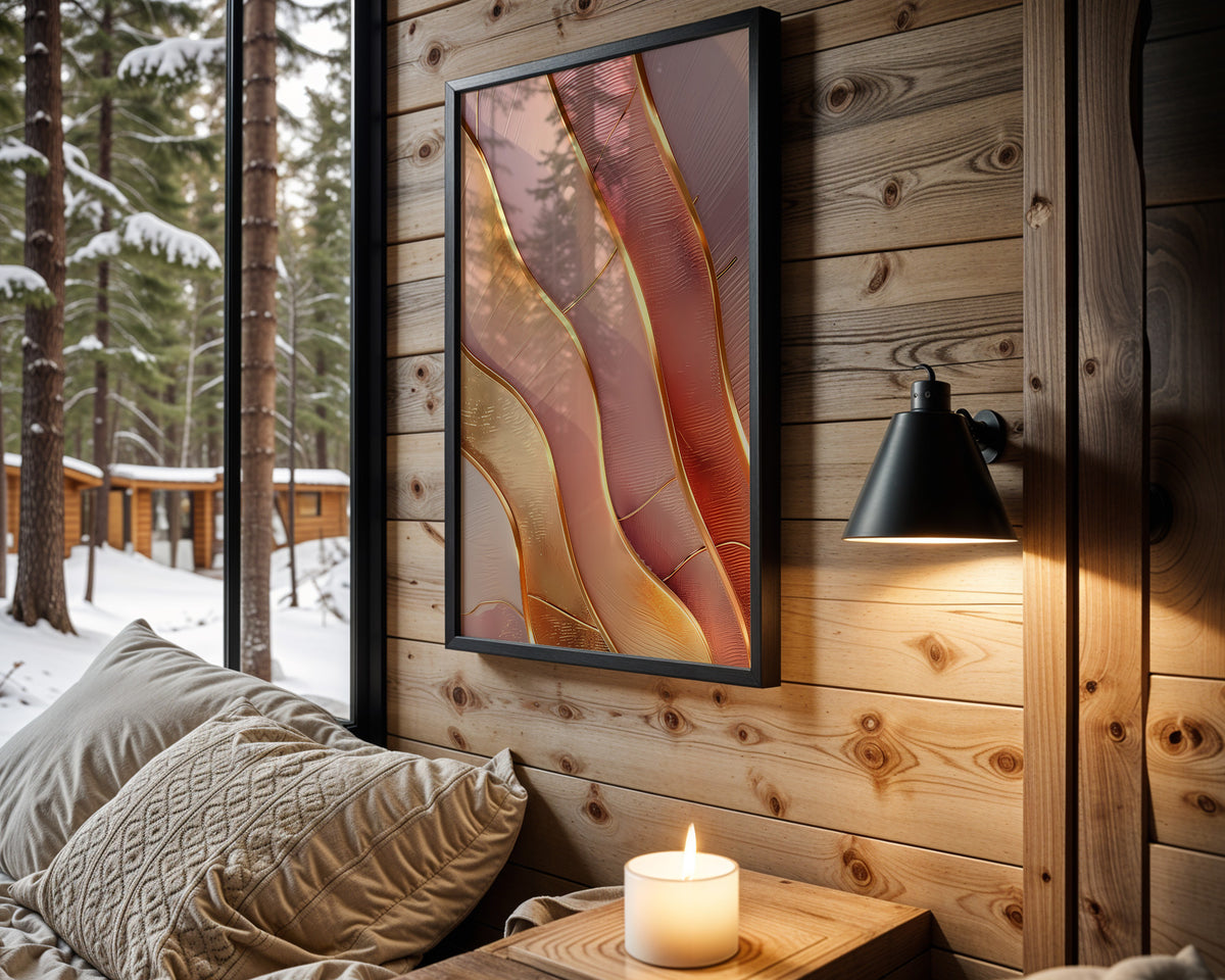 Bronze Pink Gold Waves - Wall View