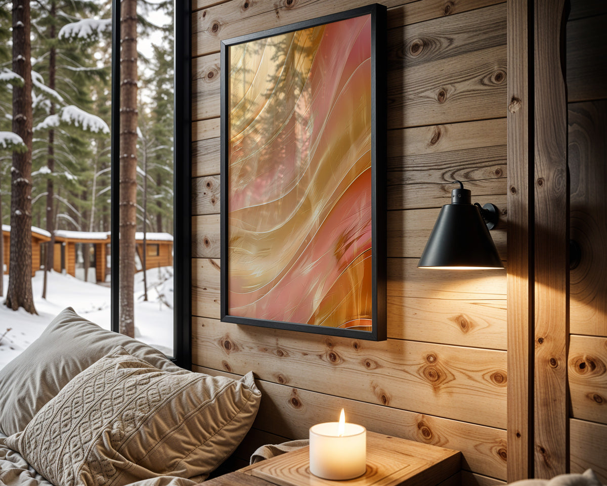 Pink Sand Gold Brushstrokes - Wall View
