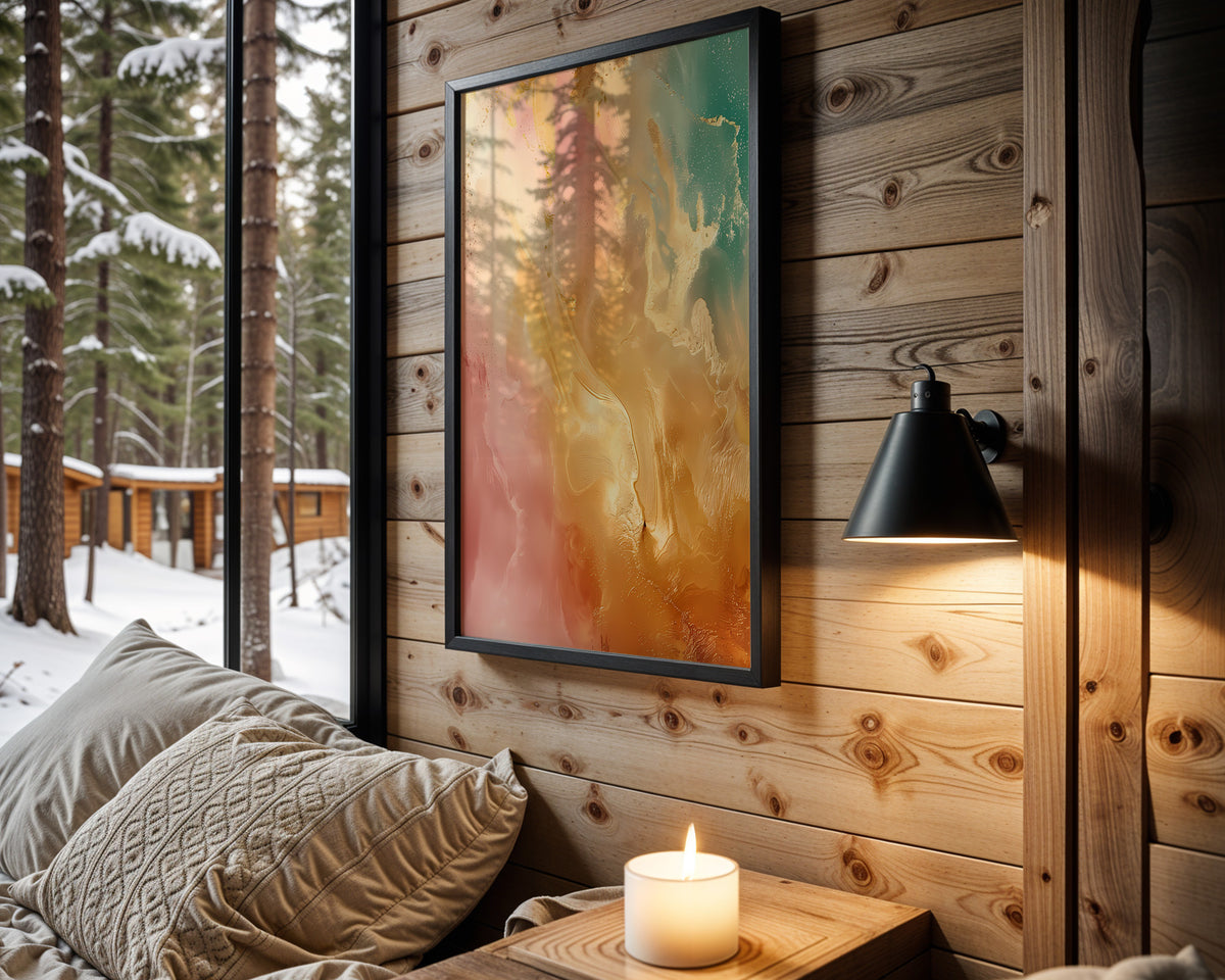 Pink Yellow Teal Gold Mist - Wall View