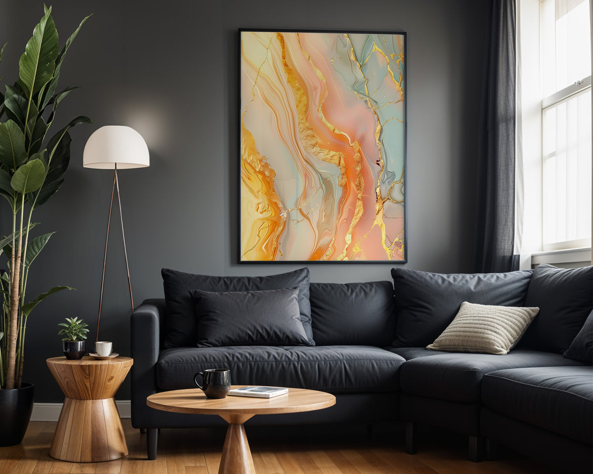 Peach Mint Gold Flow - Alt Wall View