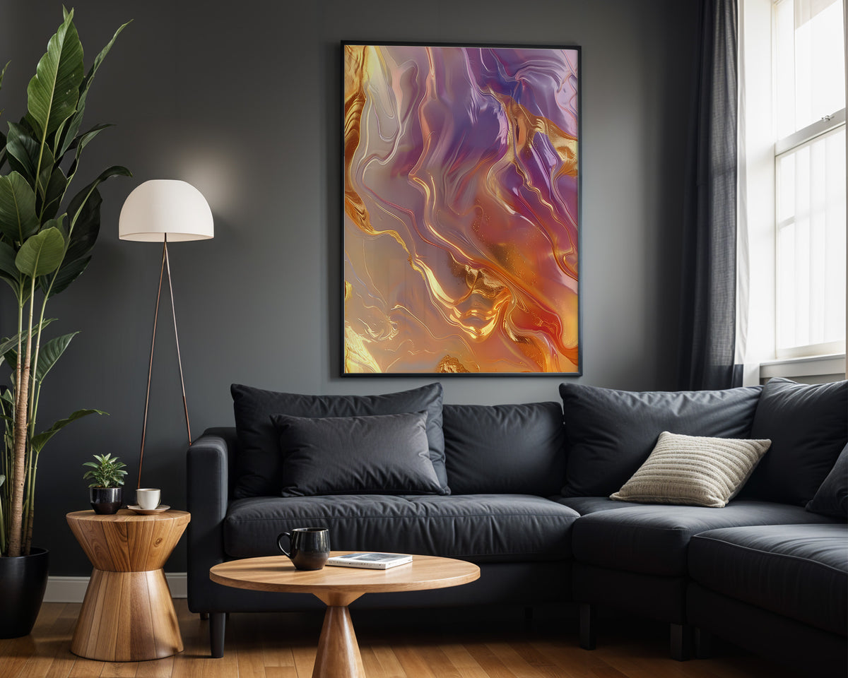 Purple Orange Gold Liquid - Alt Wall View
