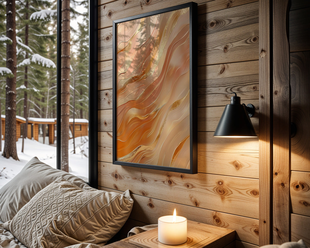 Apricot Coral Gold Wave Layers - Wall View