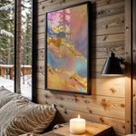 Pink Blue Gold Rainbow Marble - Wall View