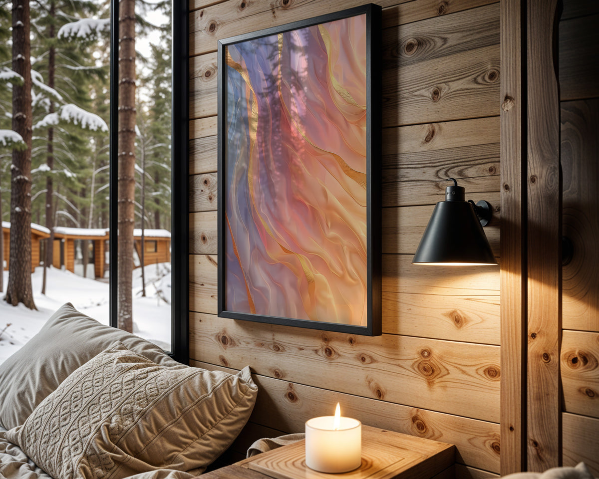 Coral Lavender Gold Flames - Wall View