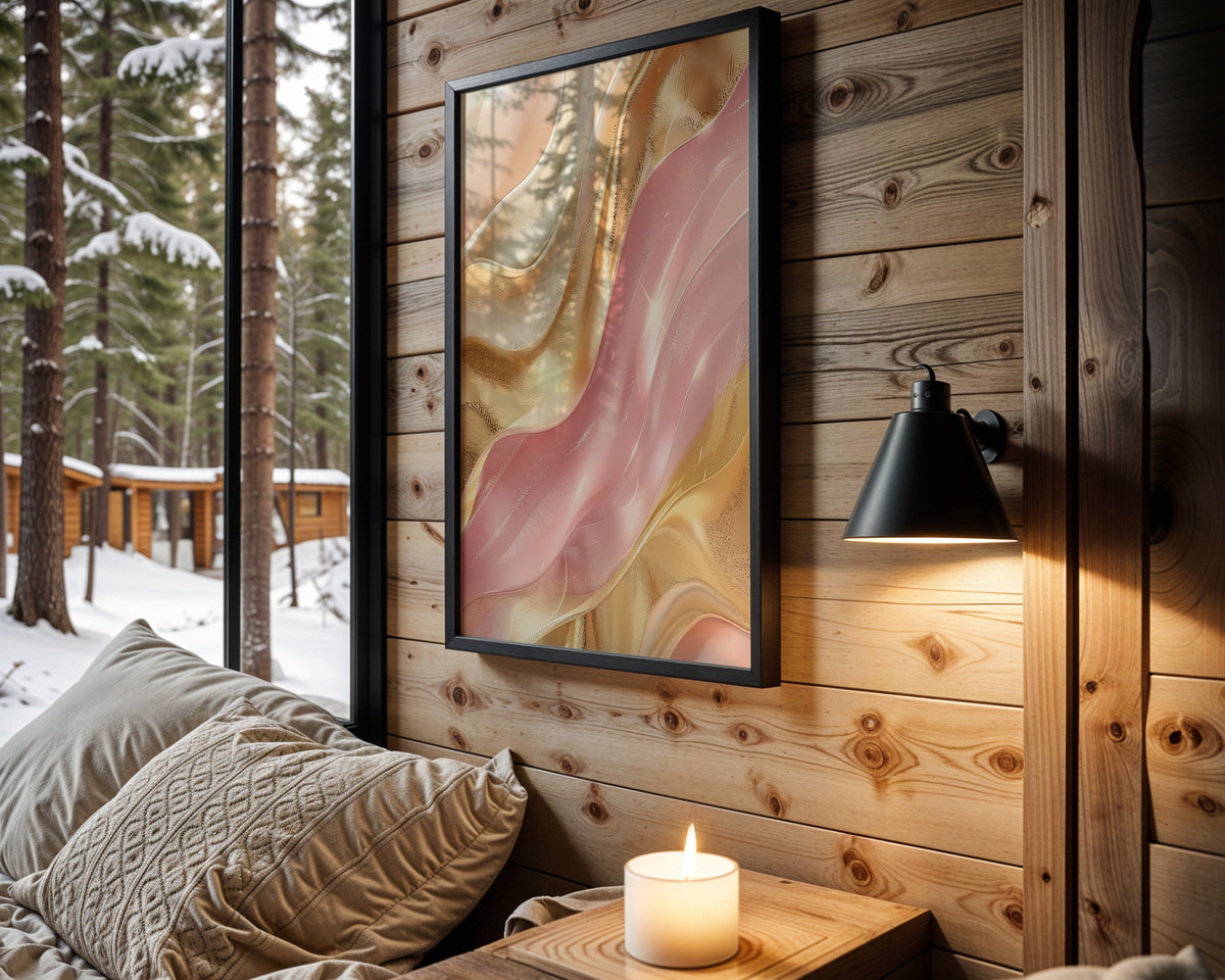 Pink Gold Silk Ribbon - Wall View