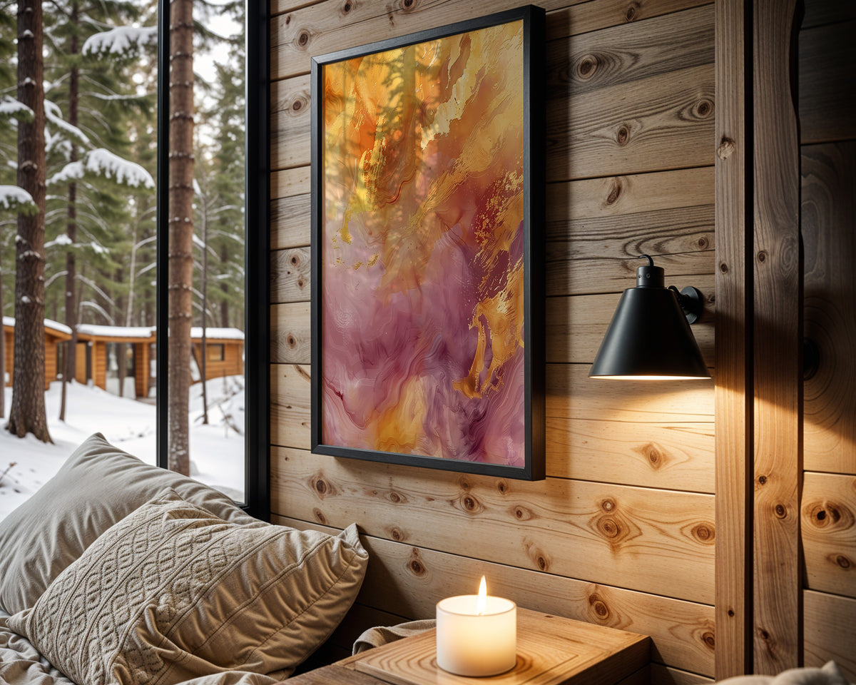 Pink Gold Sunset Burst - Wall View