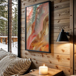Coral Pink Gold Marble Waves - Wall View