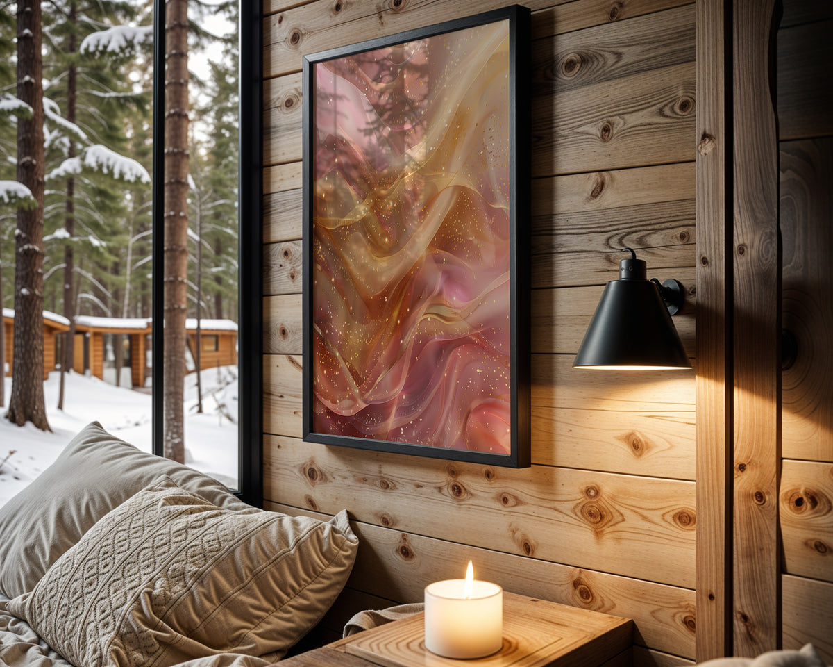 Pink Rose Gold Glitter Silk - Wall View