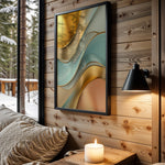 Sage Mustard Gold Wave Geometric - Wall View