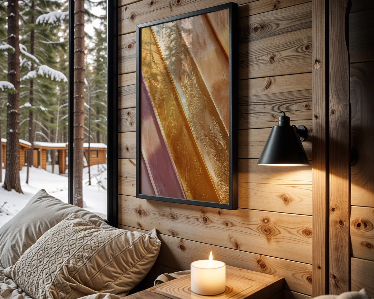 Pink Gold Diagonal Bands - Wall View