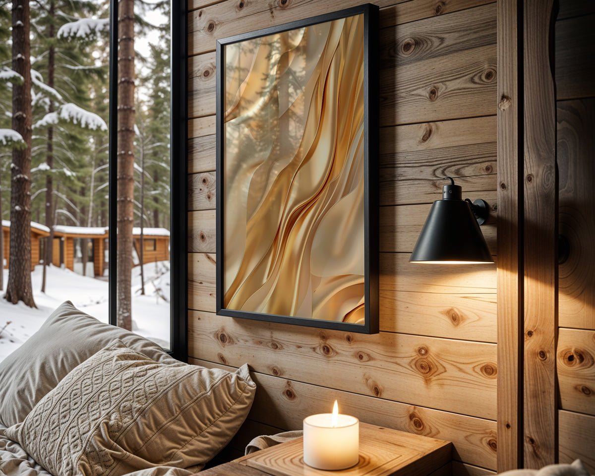 Caramel Gold Silk Waves - Wall View