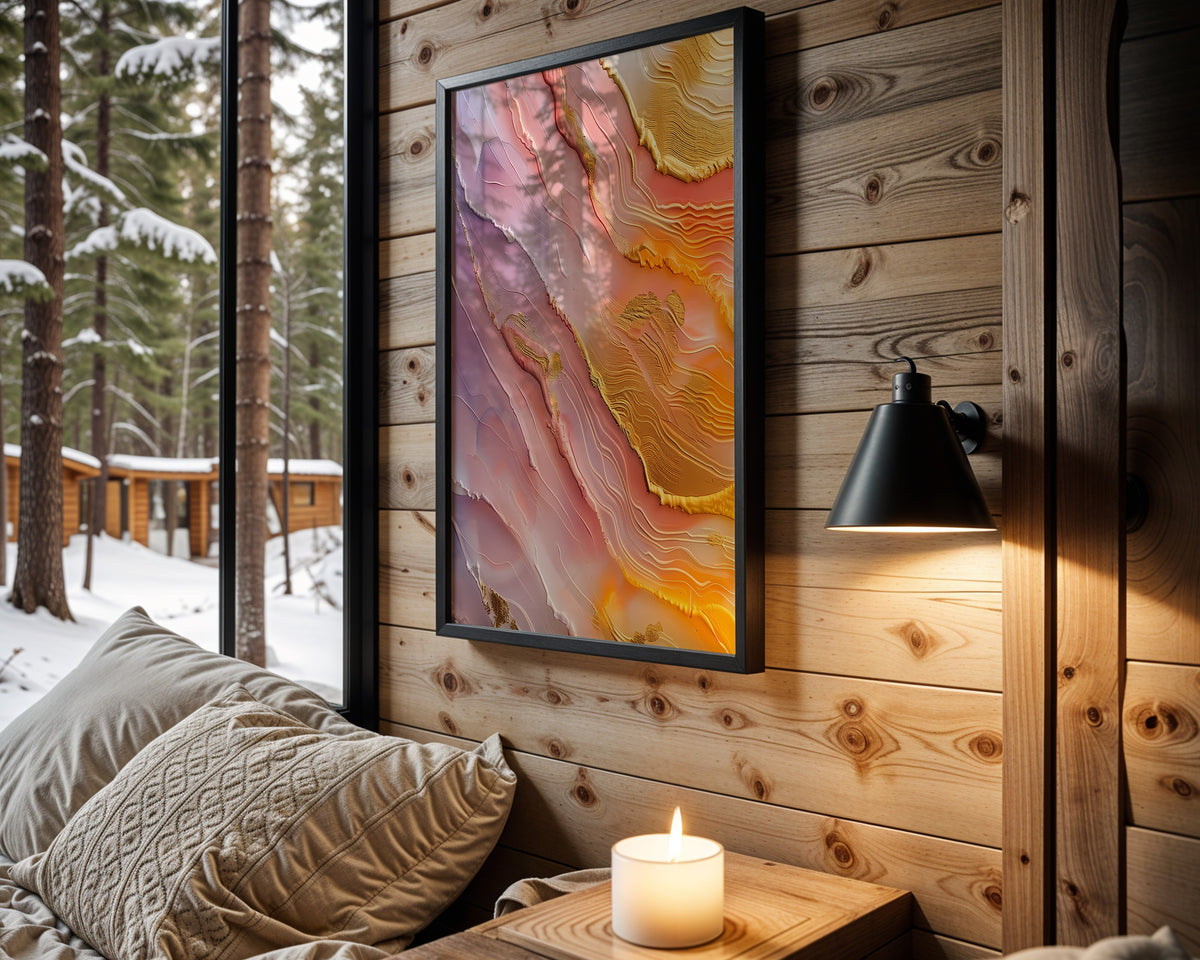 Lavender Pink Gold Sunset Marble - Wall View